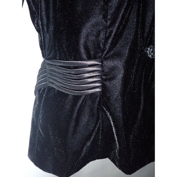 Vintage R & K Evening Sz 8 Black Velvet Sheer Long Sleeve Jacket Elegant 90's - Picture 5 of 14